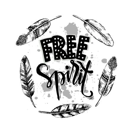 Free spirit. Inspirational quote poster.のイラスト素材