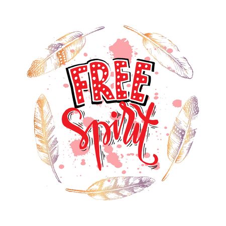 Free spirit. Inspirational quote poster.のイラスト素材
