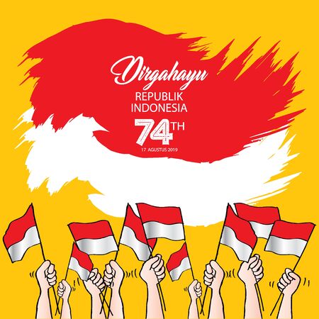 Indonesia Happy Independence Day greeting card. August 17のイラスト素材