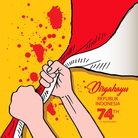 Indonesia Happy Independence Day greeting card. August 17のイラスト素材