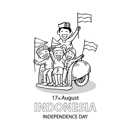 Indonesia independence day, 17th August. Coloring book..のイラスト素材