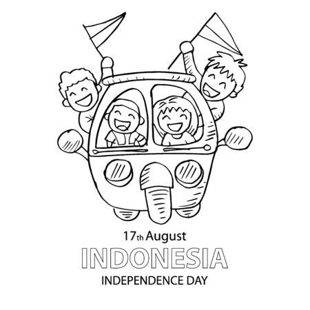 Indonesia independence day, 17th August. Coloring book..のイラスト素材