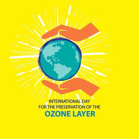 International Day for the Preservation of the Ozone Layer. September 16.のイラスト素材