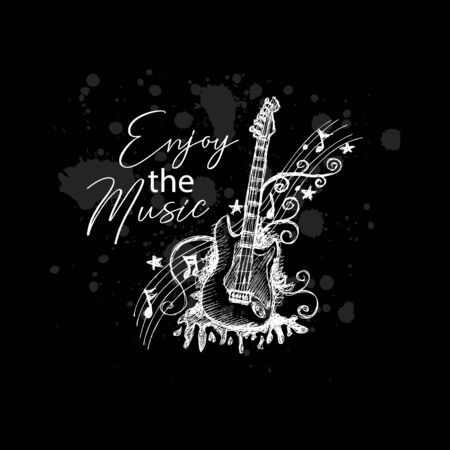 Enjoy the music, typography t-shirt designのイラスト素材