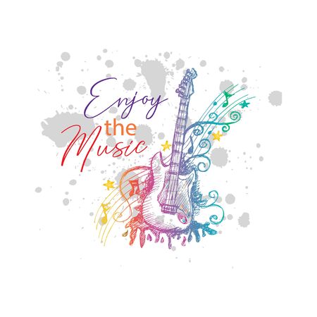 Enjoy the music, typography t-shirt designのイラスト素材