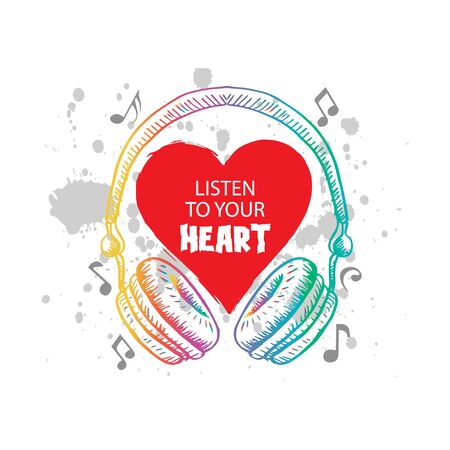 Listen to your heart. Motivational quote.のイラスト素材