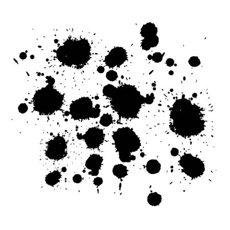 Black ink splatter background, isolated on white background.のイラスト素材