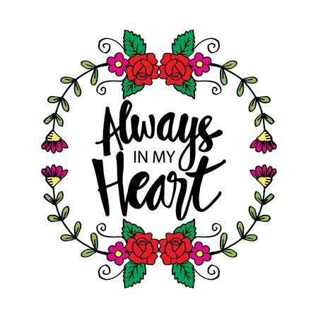 Always in my heart phrase hand lettering. Motivational quote.のイラスト素材
