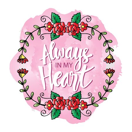 Always in my heart phrase hand lettering. Motivational quote.のイラスト素材