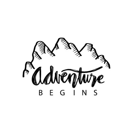 Adventure begins hand lettering. Motivational Quote and Saying.のイラスト素材