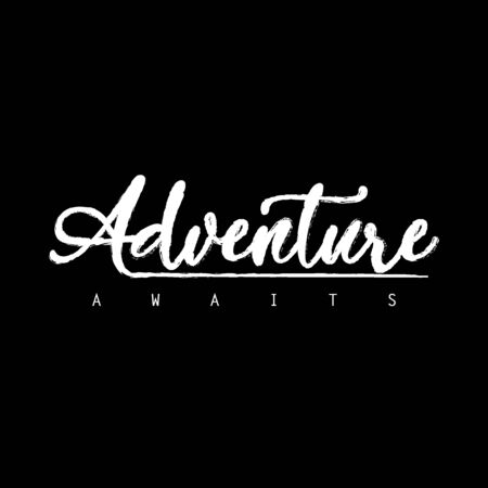 Adventure awaits lettering. Motivational quote about travel.のイラスト素材