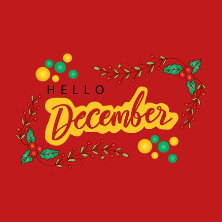 Hello December lettering. Greeting card.のイラスト素材