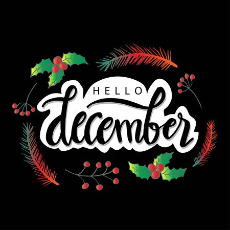 Hello December lettering. Greeting card.のイラスト素材