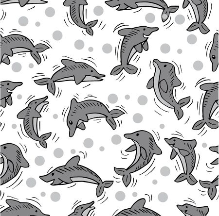 Dolphin seamless patternのイラスト素材