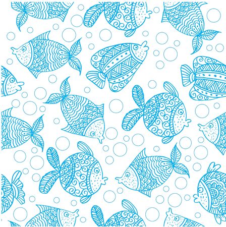 Decorative fish seamless  pattern background.のイラスト素材