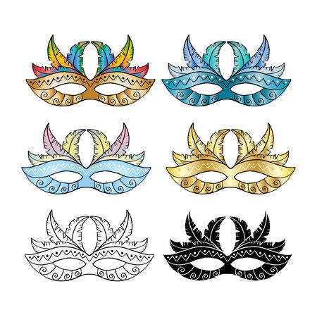 Carnival mask set on white background.のイラスト素材