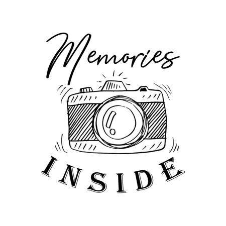 Memories inside . Inspirational and motivational handwritten lettering quoteのイラスト素材