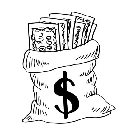 Money bag with dollar sign. Sketchy style.のイラスト素材