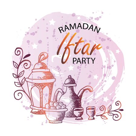 Ramadan Kareem Iftar party celebrationのイラスト素材