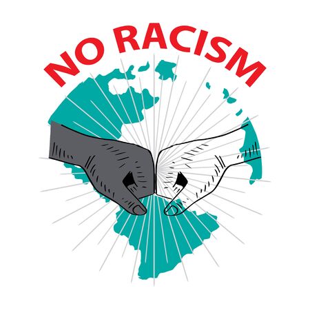 No to Racism. White and black skinのイラスト素材