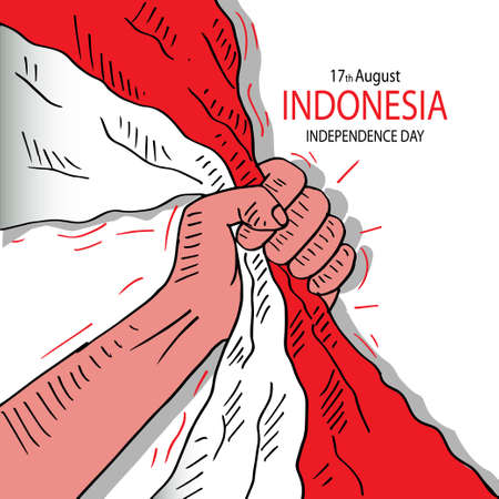 Independence day celebration of Indonesia. August 17.のイラスト素材