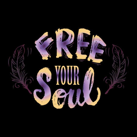 Free your soul with feathers. Motivational quote.のイラスト素材