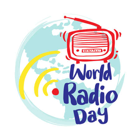 World radio day concept. February 13.のイラスト素材