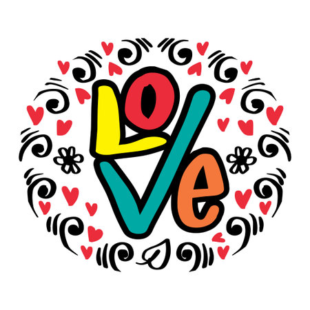 Love text. Calligraphic Hand Lettering.のイラスト素材