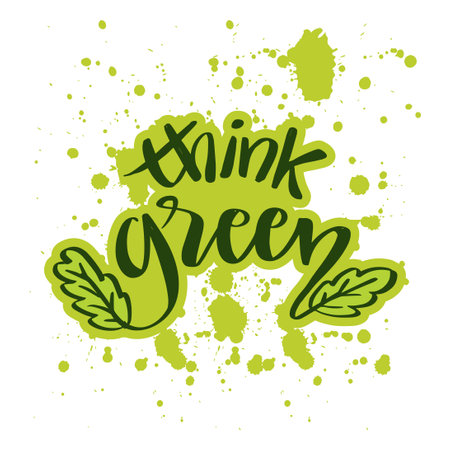 Think green - hand drawn letteringのイラスト素材