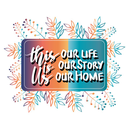 This is us. Our life, home, story. Family Album. Hand Lettering. Motivational quote.のイラスト素材