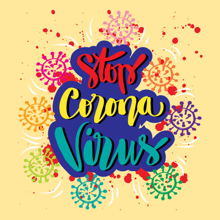 Stop coronavirus covid 19 vector quarantine poster.のイラスト素材