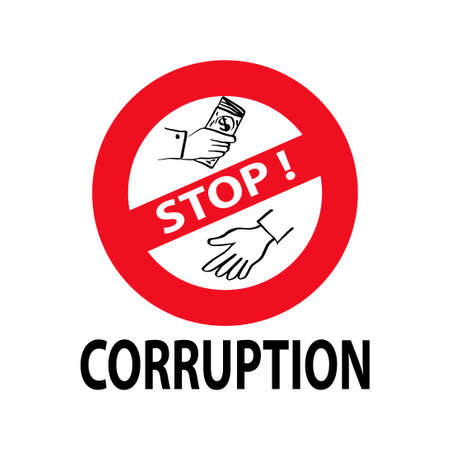 Stop Corruption concept. Sign symbol corruption concept.のイラスト素材