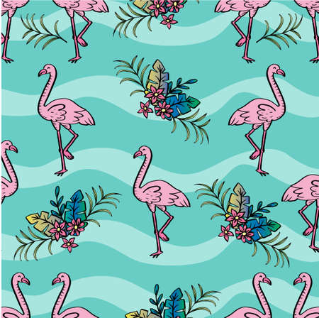 Seamless pattern with flamingo birds.のイラスト素材