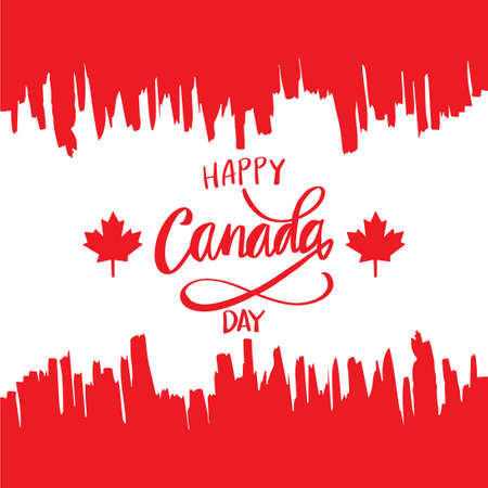 Happy Canada Day calligraphy inscription for greeting card, decoration and poster.のイラスト素材