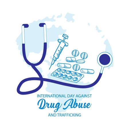 International Day Against Drug Abuse and Trafficking.のイラスト素材