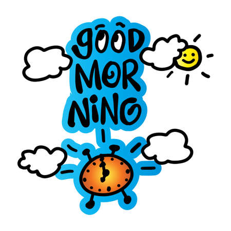 Good morning lettering decorative background. Greeting card design.のイラスト素材