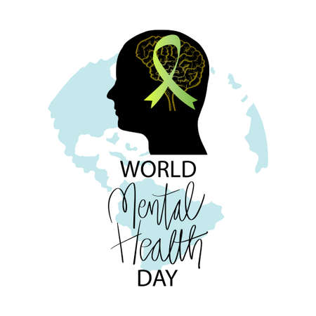 World mental health day poster concept. October 10.