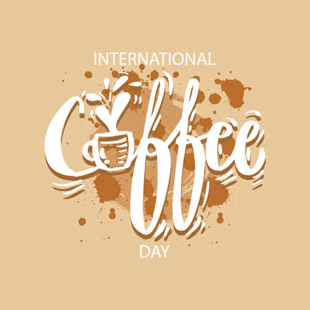 International coffee day lettering. October 01のイラスト素材