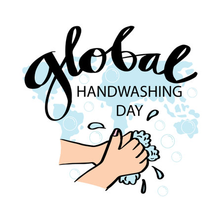 Global handwashing day poster concept design. October 15.のイラスト素材