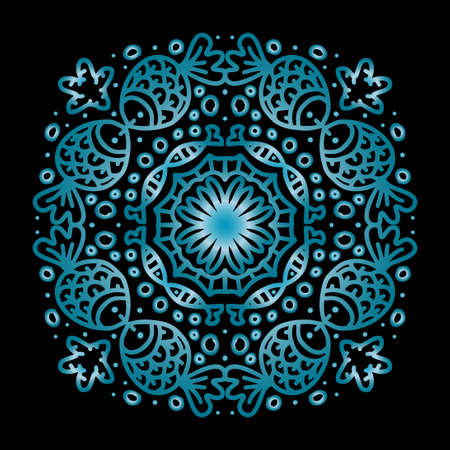 Vector circle of mandala with fish ornament pattern.のイラスト素材