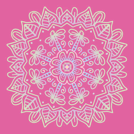 Vector circle of mandala with dragonfly and floral ornament pattern.のイラスト素材