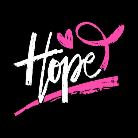 Hope lettering design with Pink ribbon. Slogan concept.のイラスト素材
