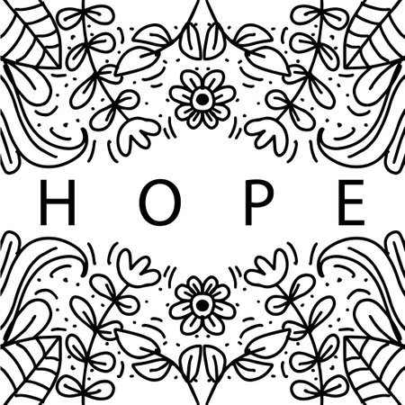 Hope hand lettering typography with floral ornament.のイラスト素材