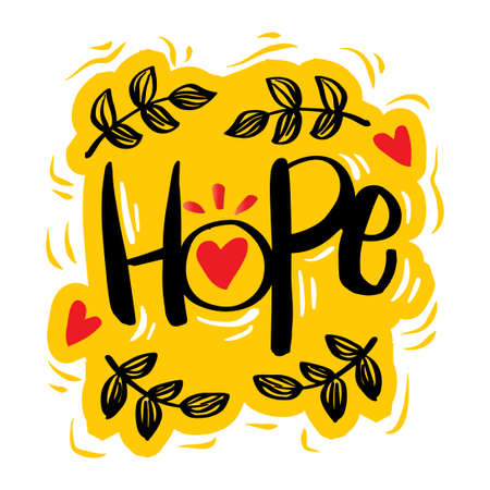 Hope hand lettering typography with floral ornament.のイラスト素材