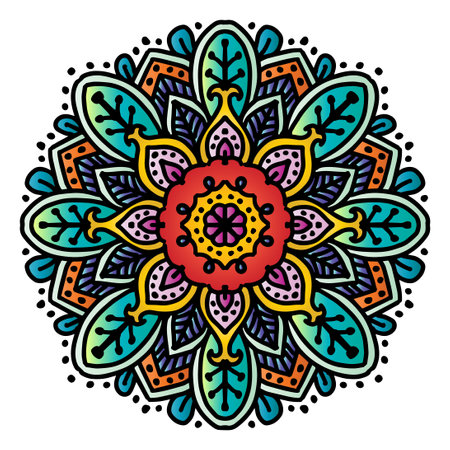 Hand draw of mandala with floral ornament pattern.のイラスト素材