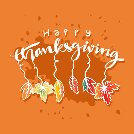 Hand drawn Thanksgiving lettering.  Typography for greeting cards and posters.のイラスト素材