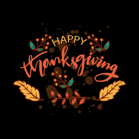 Hand drawn Thanksgiving lettering.  Typography for greeting cards and posters.のイラスト素材