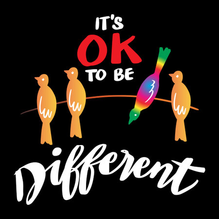 It's ok to be different with bird silhouette.  Shirt designのイラスト素材