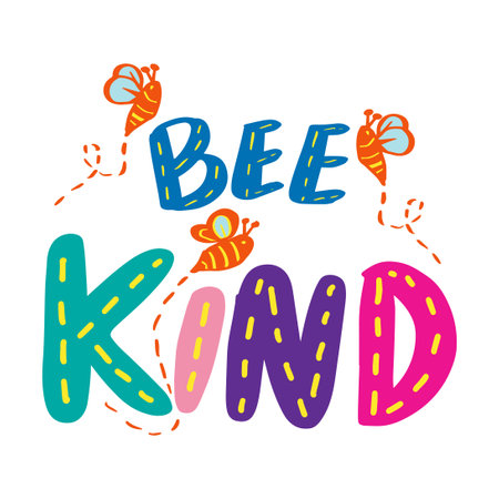 Bee kind lettering. Kids T Shirt design.のイラスト素材
