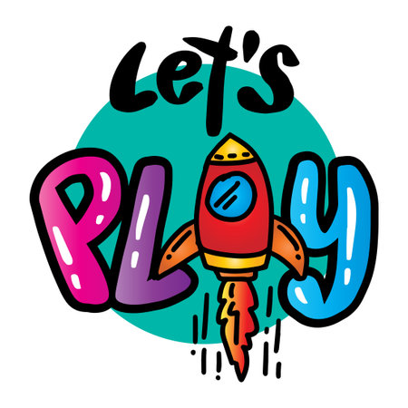 Let's play  hand lettering. Kids cute  T- shirt design.のイラスト素材